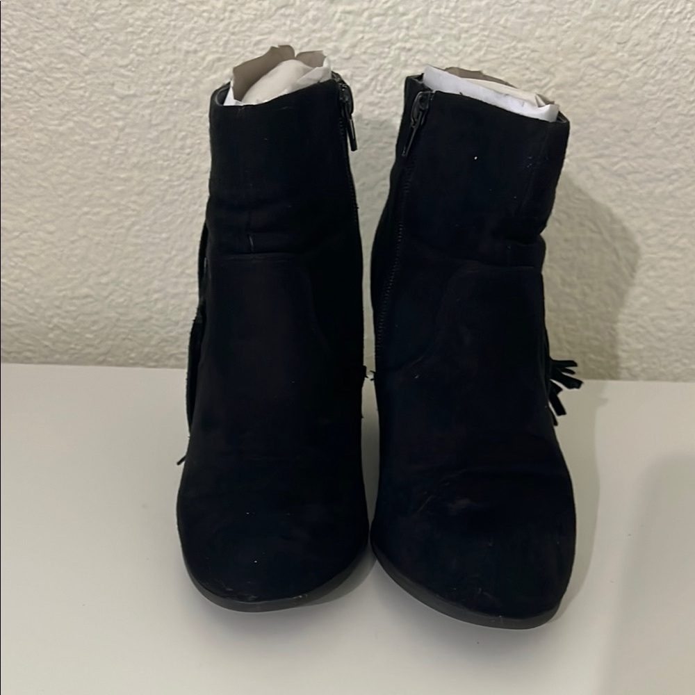 Madden Girl Black Ankle Booties with Fringe - Picture 3 of 8